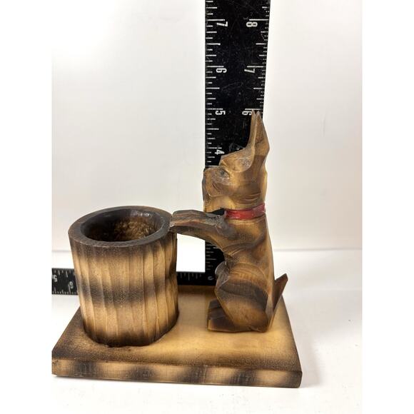 Vintage Wooden Scottish Terrier Pencil Holder‎ Solid Wood Carved Scottie Scotty - Picture 10 of 11